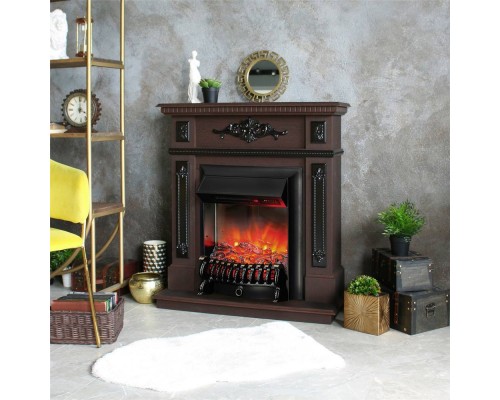 RealFlame Электрокамин Lilian DN орех с очагом Fobos Lux Black RC