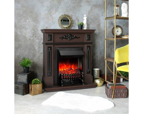 RealFlame Электрокамин Lilian DN орех с очагом Fobos Lux Black