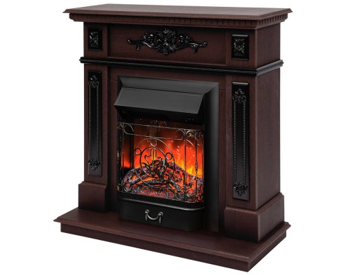 RealFlame Электрокамин Lilian DN орех с очагом Majestic Lux Black