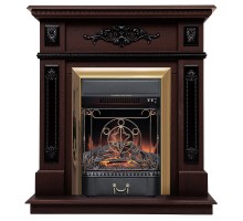 RealFlame Электрокамин Lilian DN орех с очагом Majestic Lux Brass