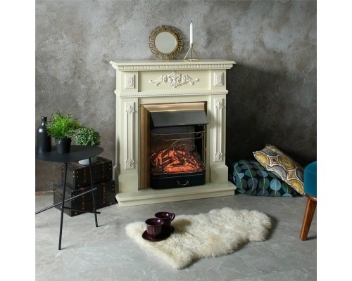RealFlame Электрокамин Lilian WT жемчуг с очагом Majestic Lux Brass