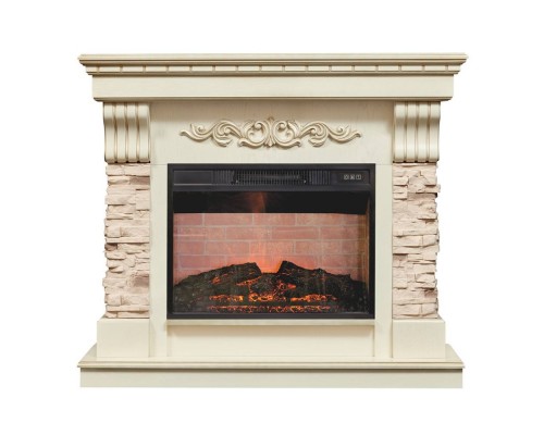 RealFlame Электрокамин Marseilles Luxe 24 WT белый дуб с золотой патиной с очагом Irvine 24