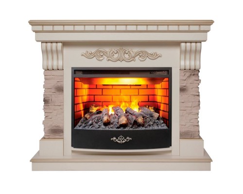 RealFlame Электрокамин Marseilles WT белый дуб с золотой патиной с очагом 3D Firestar 25,5 RealFlame Электрокамин Marseilles WT белый дуб с золотой патиной с очагом 3D Firestar 25,5