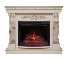 RealFlame Электрокамин Marseilles WT белый дуб с золотой патиной с очагом Evrika 25,5 LED