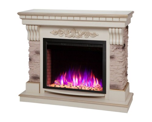 RealFlame Электрокамин Marseilles WT белый дуб с золотой патиной с очагом Saphir 25,5 RealFlame Электрокамин Marseilles WT белый дуб с золотой патиной с очагом Saphir 25,5