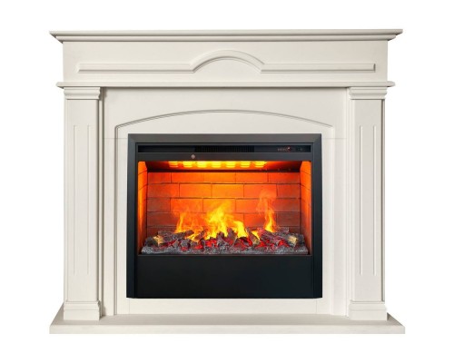 RealFlame Электрокамин Mirra 26 WT пастельно-белый с очагом 3D Helios 26
