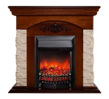 RealFlame Электрокамин Neapolis NT орех с очагом Fobos Lux Black