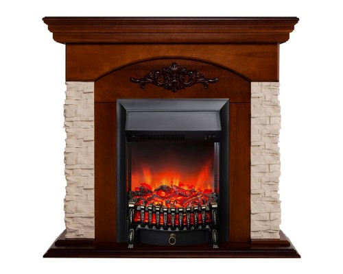 RealFlame Электрокамин Neapolis NT орех с очагом Fobos Lux Black