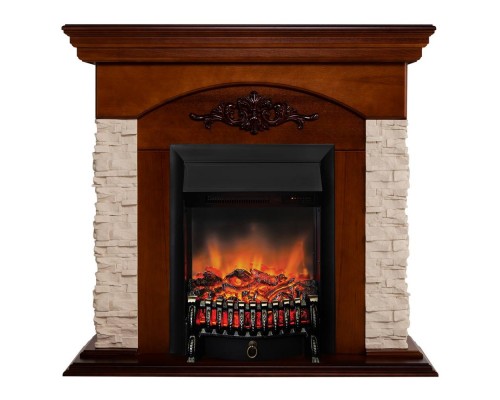 RealFlame Электрокамин Neapolis NT орех с очагом Fobos Lux Black RC