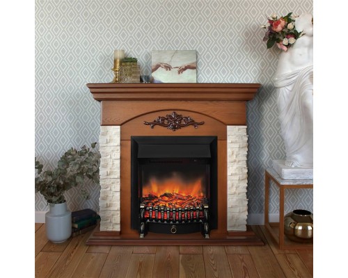 RealFlame Электрокамин Neapolis NT орех с очагом Fobos Lux Black RC