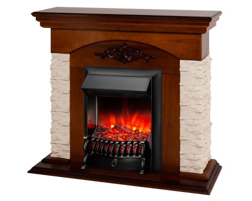 RealFlame Электрокамин Neapolis NT орех с очагом Fobos Lux Black