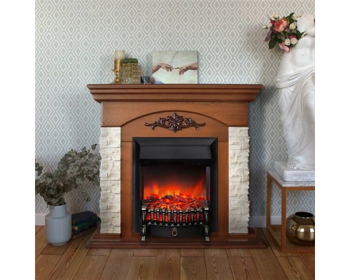 RealFlame Электрокамин Neapolis NT орех с очагом Fobos Lux Black