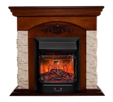 RealFlame Электрокамин Neapolis NT орех с очагом Majestic Lux Black