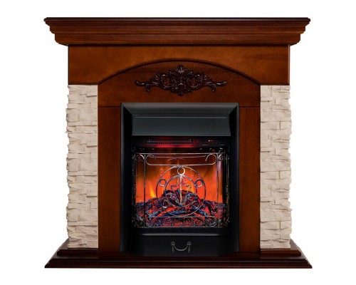RealFlame Электрокамин Neapolis NT орех с очагом Majestic Lux Black RC
