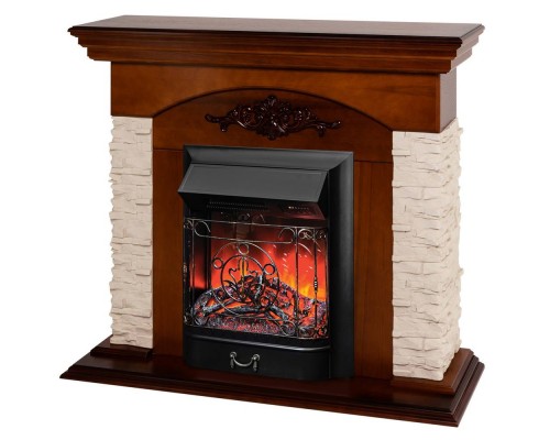 RealFlame Электрокамин Neapolis NT орех с очагом Majestic Lux Black RC
