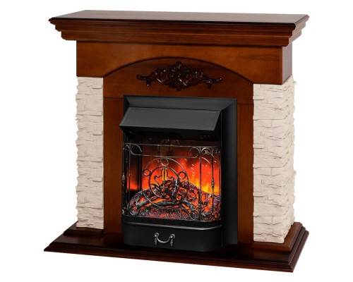 RealFlame Электрокамин Neapolis NT орех с очагом Majestic Lux Black
