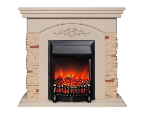 RealFlame Электрокамин Neapolis WT айвори с очагом Fobos Lux Black