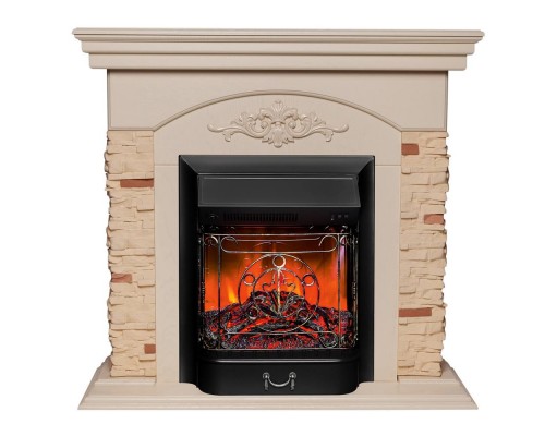 RealFlame Электрокамин Neapolis WT айвори с очагом Majestic Lux Black