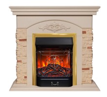 RealFlame Электрокамин Neapolis WT айвори с очагом Majestic Lux Brass