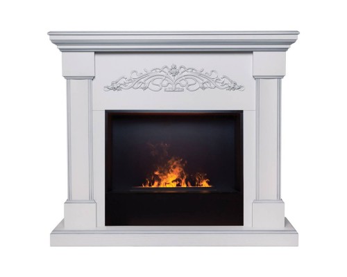 RealFlame Электрокамин Ofelia 26 WT дуб белый с серебряной патиной с очагом 3D Cassette 630 BLACK PANEL