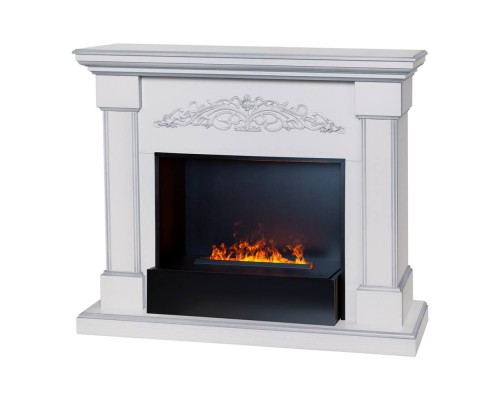 RealFlame Электрокамин Ofelia 26 WT дуб белый с серебряной патиной с очагом 3D Cassette 630 BLACK PANEL