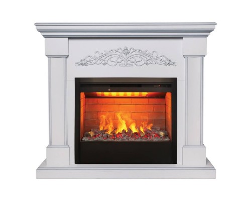 RealFlame Электрокамин Ofelia 26 WT дуб белый с серебряной патиной с очагом Helios 26
