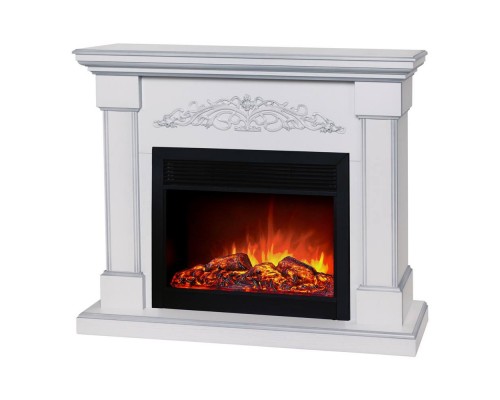 RealFlame Электрокамин Ofelia 26 WT дуб белый с серебряной патиной с очагом Moonblaze Black