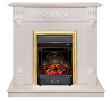 RealFlame Электрокамин Ottawa WT белое золото с очагом Majestic Lux Brass