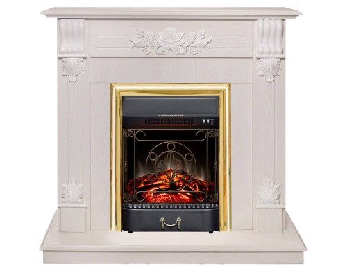 RealFlame Электрокамин Ottawa WT белое золото с очагом Majestic Lux Brass