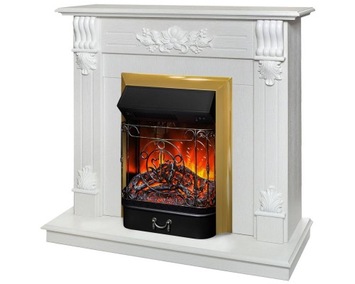 RealFlame Электрокамин Ottawa WT белое золото с очагом Majestic Lux Brass