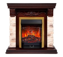 RealFlame Электрокамин Patricia STD NT орех с очагом Majestic Lux Brass
