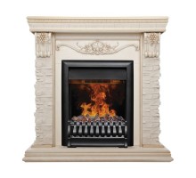 RealFlame Электрокамин Patricia WT белый дуб с золотой патиной c очагом 3D Oregan