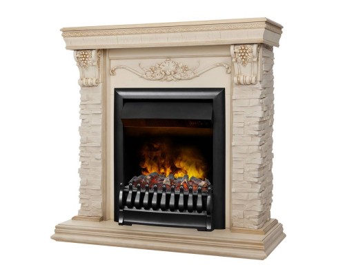 RealFlame Электрокамин Patricia WT белый дуб с золотой патиной c очагом 3D Oregan