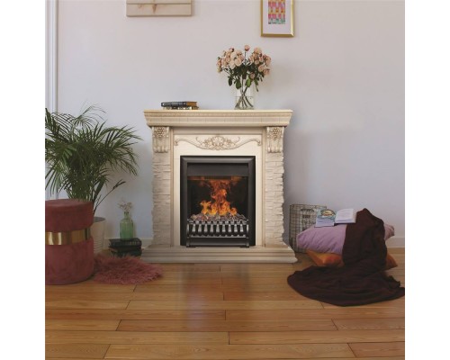 RealFlame Электрокамин Patricia WT белый дуб с золотой патиной c очагом 3D Oregan