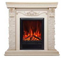 RealFlame Электрокамин Patricia WT белый дуб с золотой патиной с очагом Eugene