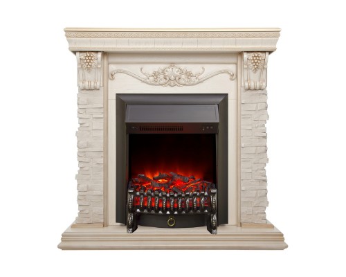 RealFlame Электрокамин Patricia WT белый дуб с золотой патиной с очагом Fobos Lux BL S