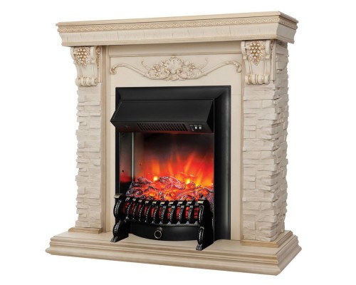 RealFlame Электрокамин Patricia WT белый дуб с золотой патиной с очагом Fobos Lux BL S
