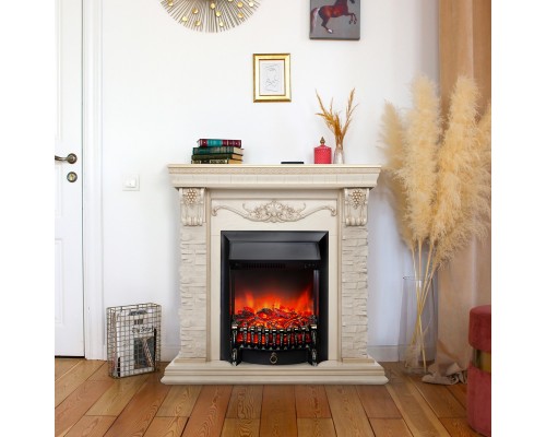RealFlame Электрокамин Patricia WT белый дуб с золотой патиной с очагом Fobos Lux BL S