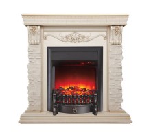 RealFlame Электрокамин Patricia WT белый дуб с золотой патиной с очагом Fobos Lux Black RC