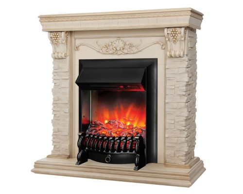 RealFlame Электрокамин Patricia WT белый дуб с золотой патиной с очагом Fobos Lux Black RC