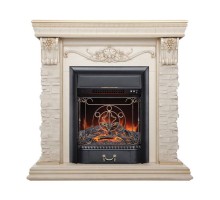 RealFlame Электрокамин Patricia WT белый дуб с золотой патиной с очагом Majestic Lux Black
