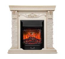 RealFlame Электрокамин Patricia WT белый дуб с золотой патиной с очагом Majestic Lux Black RC