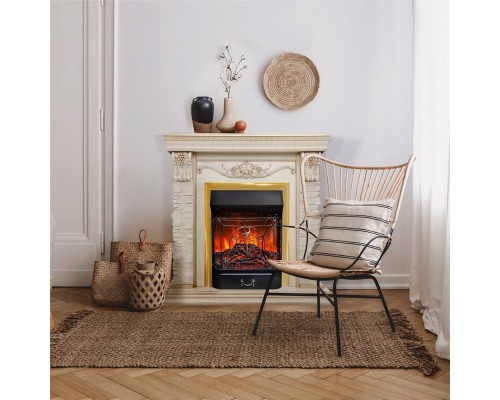 RealFlame Электрокамин Patricia WT белый дуб с золотой патиной с очагом Majestic Lux Brass