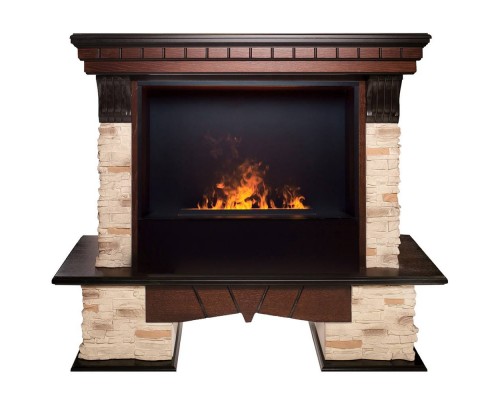 RealFlame Электрокамин Rockland AO античный дуб с очагом 3D Cassette 630 Black Panel