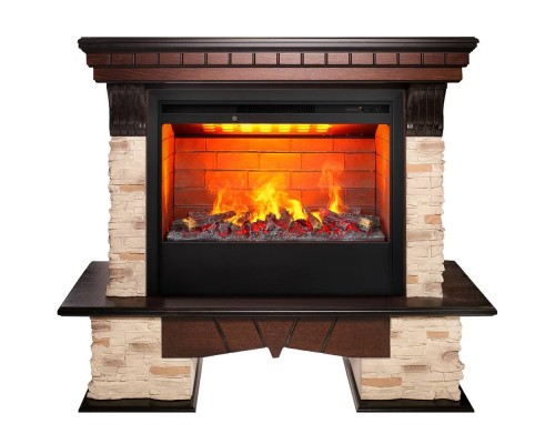 RealFlame Электрокамин Rockland AO античный дуб с очагом 3D Helios 26