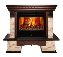 RealFlame Электрокамин Rockland AO античный дуб с очагом 3D Novara