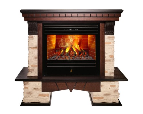 RealFlame Электрокамин Rockland AO античный дуб с очагом 3D Novara