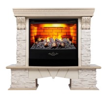 RealFlame Электрокамин Rockland Lux WT белый дуб с золотой патиной с очагом 3D Firestar 25,5