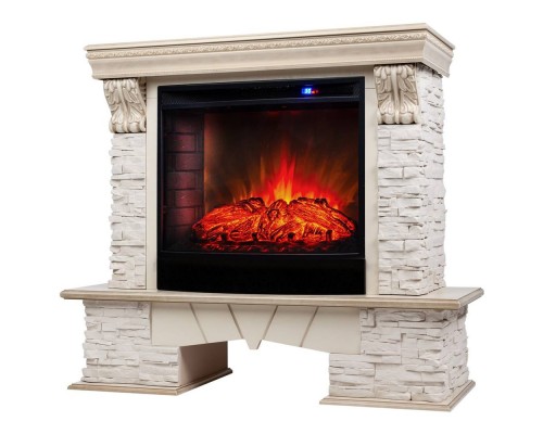 RealFlame Электрокамин Rockland Lux WT белый дуб с золотой патиной с очагом Evrika 25,5 LED
