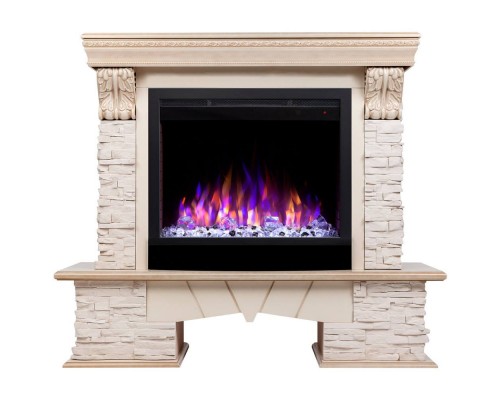RealFlame Электрокамин Rockland Lux WT белый дуб с золотой патиной с очагом Saphir 25,5